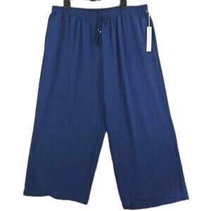 Jane & Delancey~Woman Plus Size 3X~ Blue Wide Leg Cropped Boho Pants Stretch NWT